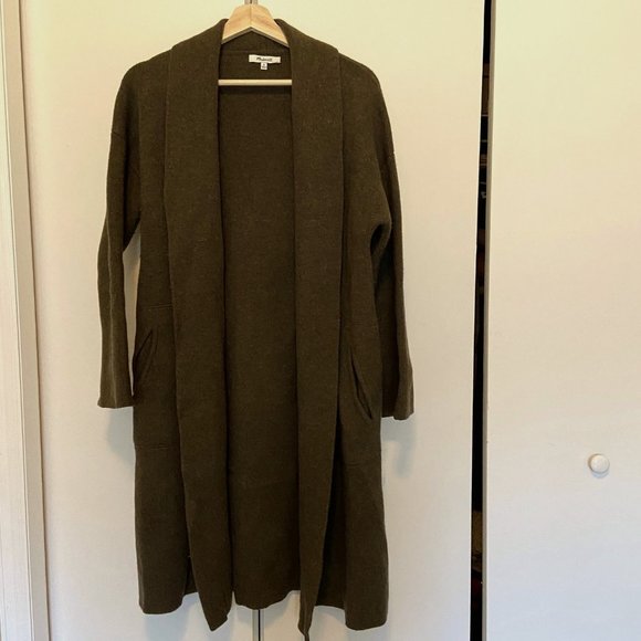• SOLD • Madewell Long Cardigan Olive Sweater - Picture 1 of 5